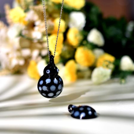 Black Ladybug Glass Pendants for Necklace